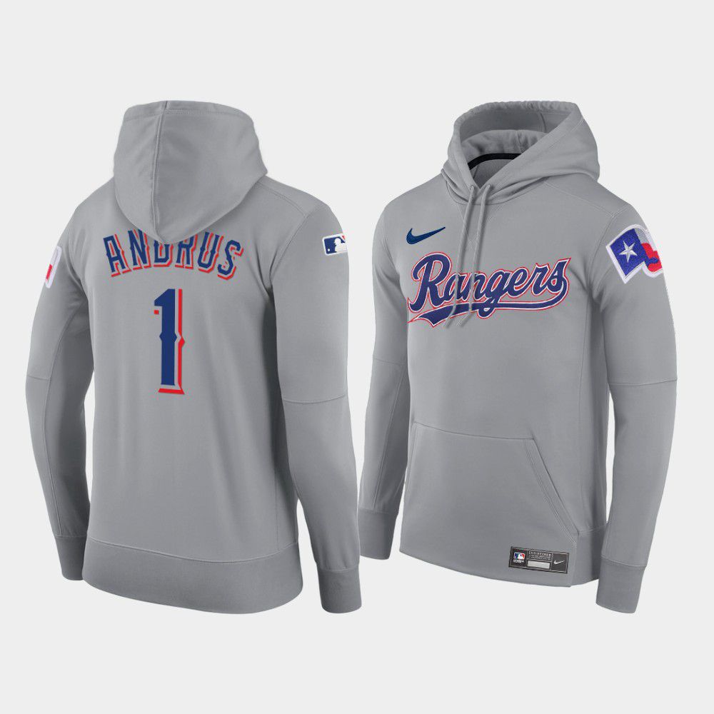 Men Texas Rangers #1 Andrus gray road hoodie 2021 MLB Nike Jerseys